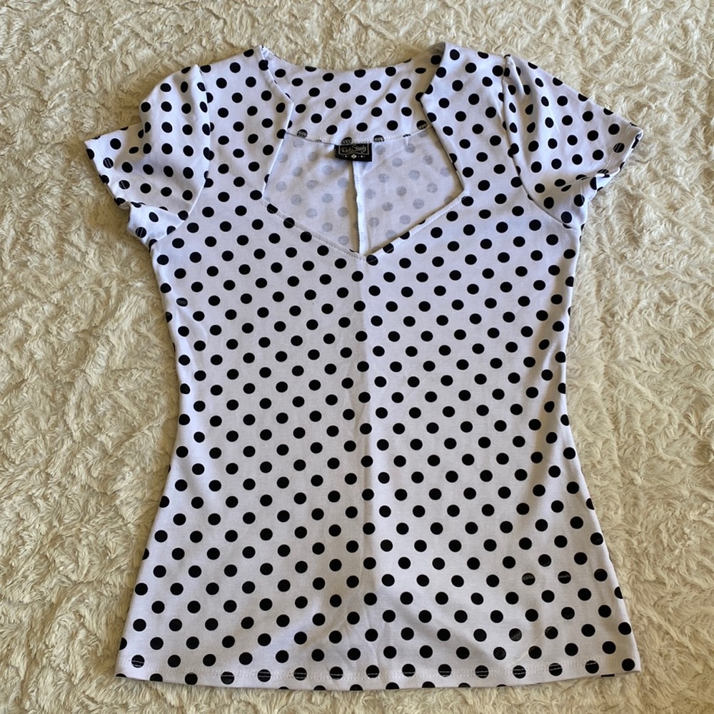 NWOT Steady Clothing Lg White Polka Dot Sophia Top